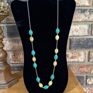 Banana Republic yellow and green cabochon gold tone necklace